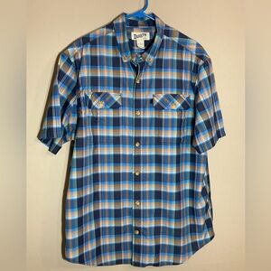 Duluth Trading Co Men's Blue Plaid Button Down Short Sleeve Shirt Sz L